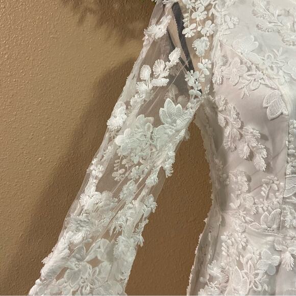 NWOT Lulus Eloquent Elegance White Embroidered Lace One-Shoulder Midi Dr… - Picture 4 of 10